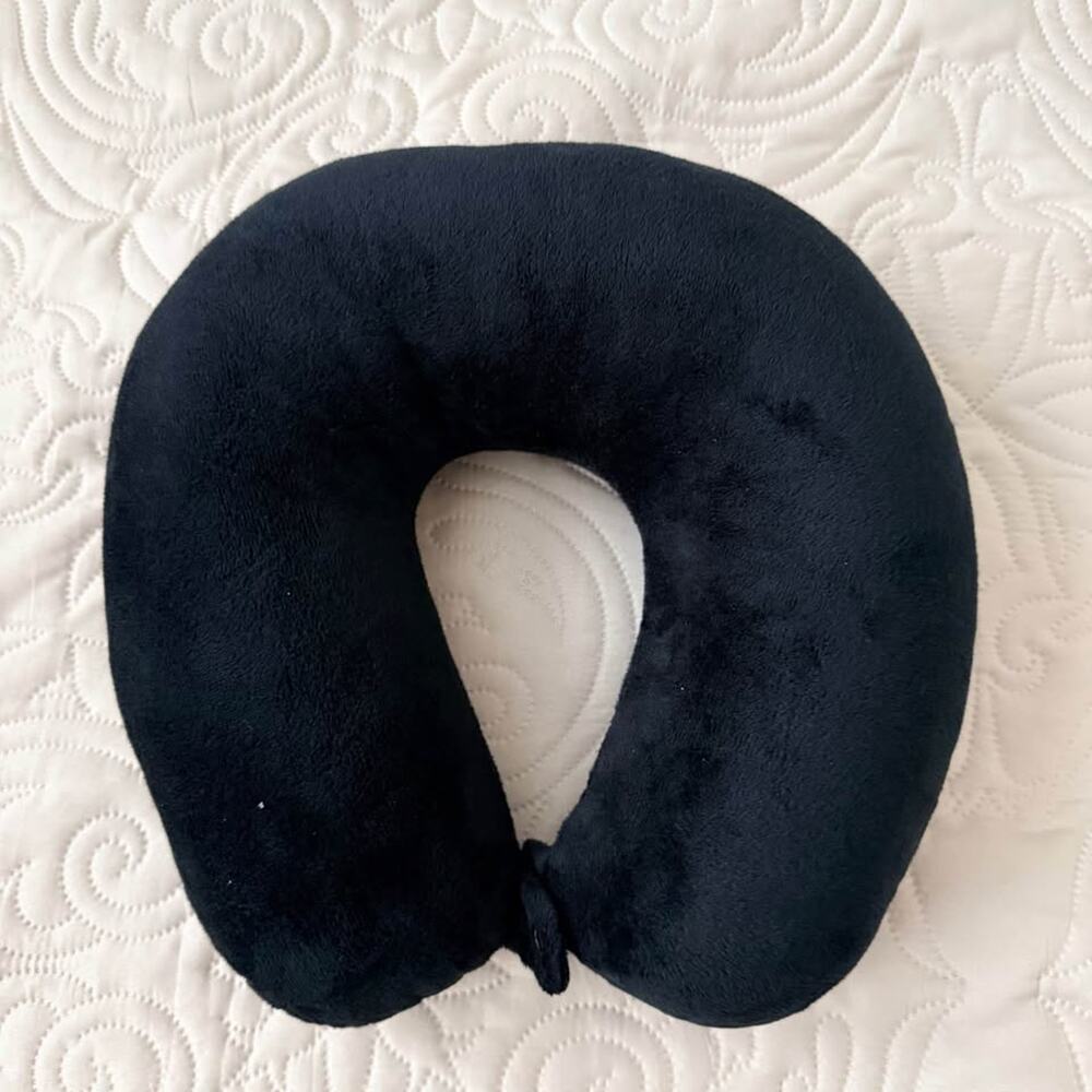 NEW Black Plush Travel Neck Pillow